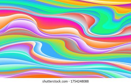 Colorful liquid painting with marbling. Marble flowing and splashing texture for poster, brochure, invitation, cover book, catalog. Vector fluid illustration