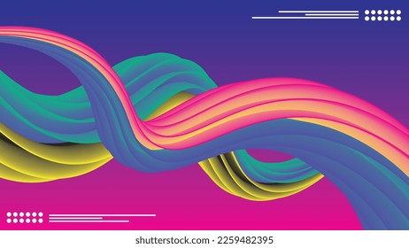 Colorful liquid poster. Liquid shape wave in blue color background.