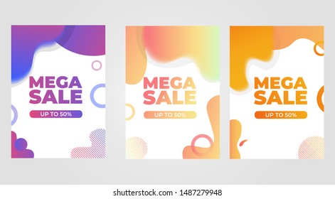 Colorful liquid sales banner collection vector template