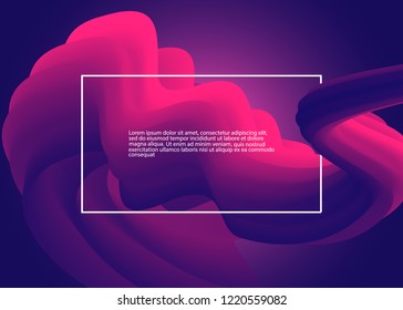 Colorful Liquid Shape. 3d Abstract Fluid Background. Trendy Vibrant Gradient in Purple and Ultraviolet Colors. Modern Vector Illustration. Futuristic Wave Template with Gradient Flowing Element.