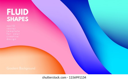 Colorful Liquid Shapes. Abstract Background with Gradient. 3d Composition with Bright Fluid. Eps10 Vector Illustration. Geometric Pattern with Liquid Element for Cover, Banner, Poster, Business Design