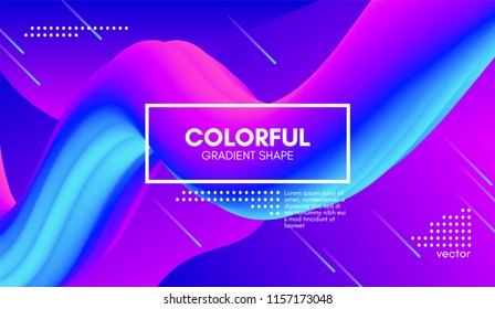 Colorful Liquid Shapes. Abstract Background with Vibrant Gradient. Modern Color Wave Liquid. Vector 3d Poster for Flyer, Banner, Brochure, Business Presentation. Bright Wave Cover with Fluid Liquid.