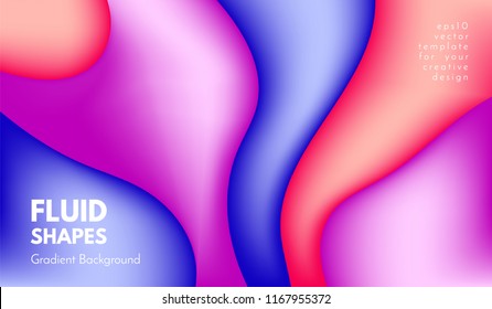 Colorful Liquid Shapes. Abstract Background with Gradient. 3d Composition with Bright Fluid. Eps10 Vector Illustration. Geometric Pattern with Liquid Element for Cover, Banner, Poster, Business Design
