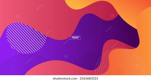 Colorful liquid shapes on orange, purple and pink gradient liquid background. Liquid and wave pattern style background. Vector Eps10
