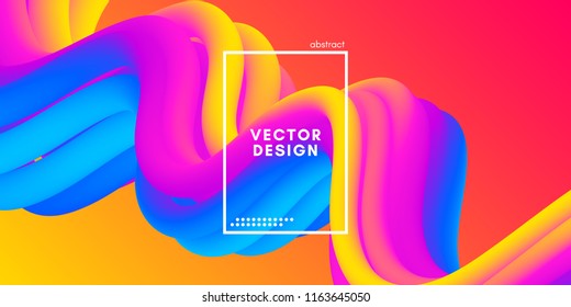 Colorful Liquid Shapes. Vector 3d Poster. Modern Color Wave Liquid. Abstract Background with Vibrant Gradient for Flyer, Banner, Cover, Business Presentation. Bright Wave Poster with Fluid Liquid.