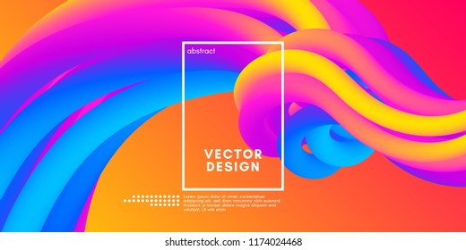 Colorful Liquid Shapes. Vector 3d Poster. Modern Color Wave Liquid. Abstract Background with Vibrant Gradient for Flyer, Banner, Cover, Business Presentation. Bright Wave Poster with Fluid Liquid.