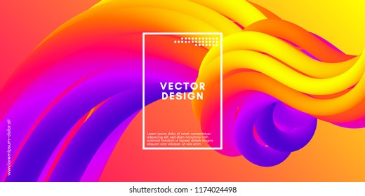 Colorful Liquid Shapes. Vector 3d Poster. Modern Color Wave Liquid. Abstract Background with Vibrant Gradient for Flyer, Banner, Cover, Business Presentation. Bright Wave Poster with Fluid Liquid.