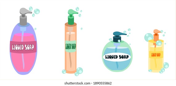 colorful liquid soap with suds vector collection