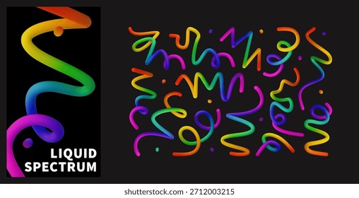 Farbiges Flüssigspektrum-Design mit 3D-Regenbogen-Spline-Mustern