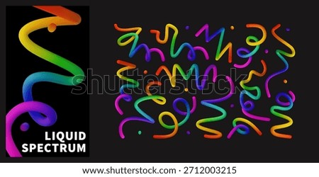Colorful Liquid Spectrum Design Featuring 3D Rainbow Spline Patterns