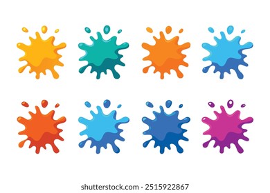
Colorido líquido colección de salpicadura conjunto Ilustración vectorial plana