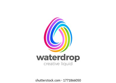 Colorful Liquid Water Droplet Drop Logo Design Vector Template. Energy Mix Drink Logotype Concept Icon.