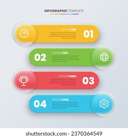 Colorful List Infographic Template with Blurred Glass Effect