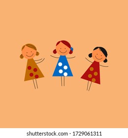 Colorful little Doodle Girls