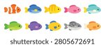 colorful little fish flat illustration