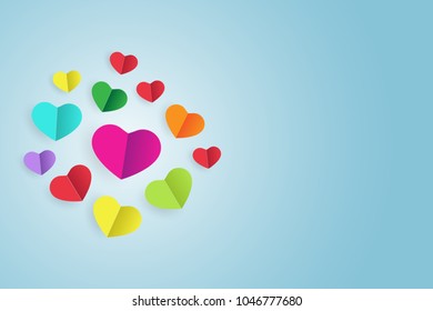 Colorful little heart ,Vector illustration. paper art and digital craft style.
