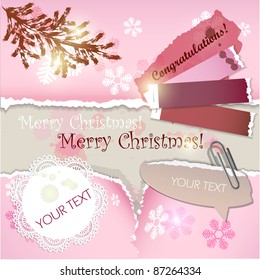 Colorful little notes with space for text. Christmas design