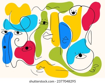 Colorful and lively settings for abstract portraits in the unique Cubism art fashion.