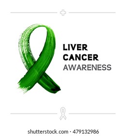 Colorful Liver Cancer Awareness Ribbon Isolated Over White Background. Vector Poster.