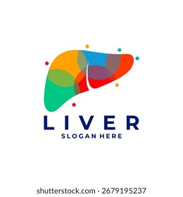 Modelo de ícone de design de logotipo de vetor de fígado colorido
