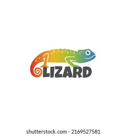 Colorful lizard. Lizard Logo design. Lizard icon, symbol. Lizard in letters. Vector illustration.