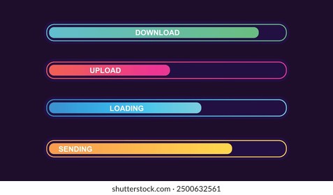 Colorful Loading Bar Set. Modern Web Element Collection
