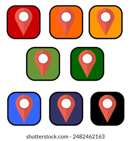 Colorful Location Icons: Symbol for cards, gps and navigation