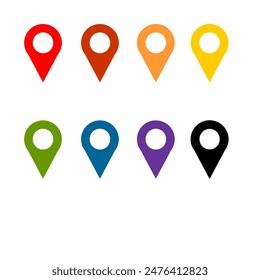 Colorful Location Icons: Symbols for Maps, GPS and Navigation.