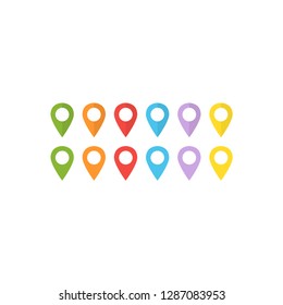 Colorful location pin vector icon set. Location pin pointer icons in different colors.