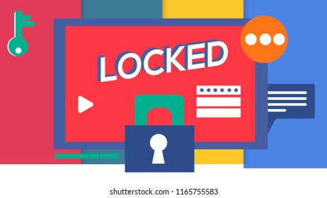 Colorful locked content Vector Illustration Creative Flat Design