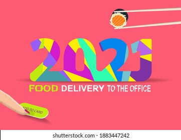  Colorful logo 2021 for Street Food restaurant. Vector banner