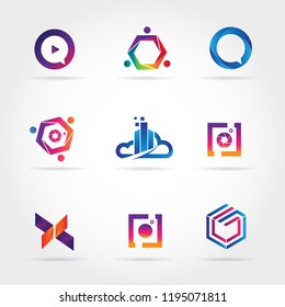 Colorful Logo Business Set Collection Template Sign Symbol Icon
