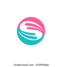 Colorful logo in the circle. 