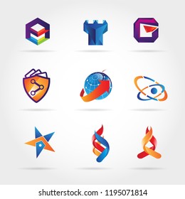 Colorful Logo Collection Set Template Sign Symbol Icon