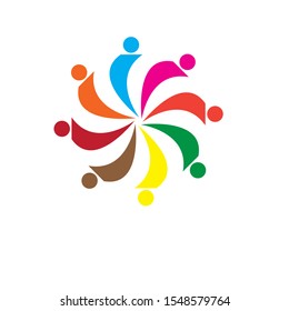 colorful logo community design set icon