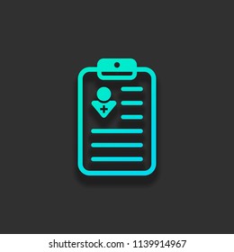 . Colorful logo concept with soft shadow on dark background. Icon color of azure ocean