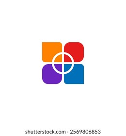 A colorful logo consisting of four rounded squares in orange, red, blue, and purple, arranged in a 2x2 grid with a white circular cross overlaying the center