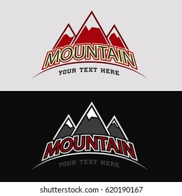 a colorful logo depicting the mountains.