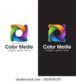 colorful logo design of abstract circle symbol, letter O logo can be used multimedia studio, photography, media