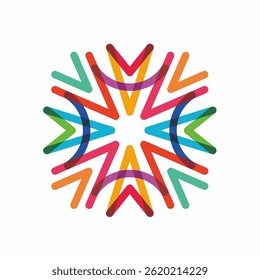 Colorful logo design concept vector. People team community event group modern symbol logo Template Vector