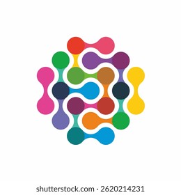 Vector de concepto de diseño de logotipo colorido. Tech dots Vector de Plantilla de logotipo de símbolo moderno