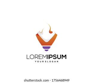 Colorful logo design fire and lamp