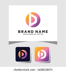 Colorful logo design letter D vector template