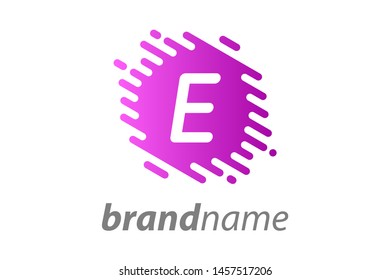 Colorful logo design letter E in circle motion.