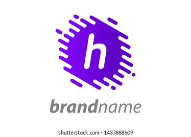 Colorful logo design letter h in circle motion.