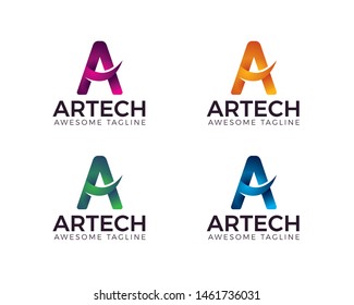 Colorful logo design, Type character logotype symbol. Vector modern letter A logo design