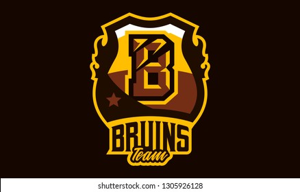 Colorful logo, emblem, letter the scratched claw angry bear, grizzly. Vector illustration, dynamic and sporty style, printing on T-shirts