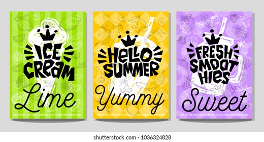 Colorful logo emblem sign Label poster print stickers food jar juice smoothie sketch style fresh healthy detox raw organic. Hand drawn vector illustration.