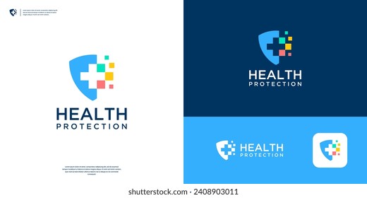 Colorful logo for Health Protection. Abstract Shield logo design template