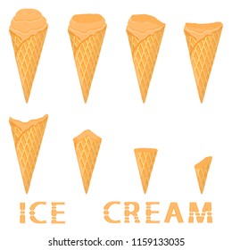 Colorful logo icon for natural apple ice cream sorbet in different forms. Apple pattern consisting of sweet cold ice cream sorbet, tasty frozen dessert. Fresh taste fruit ice cream sorbet of apple.
